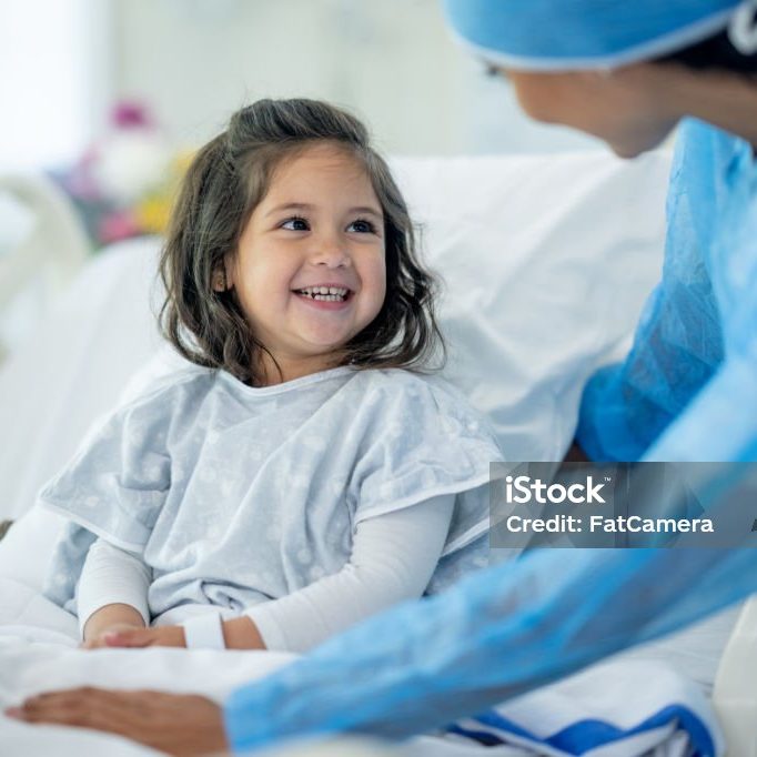 child at the hospital happy